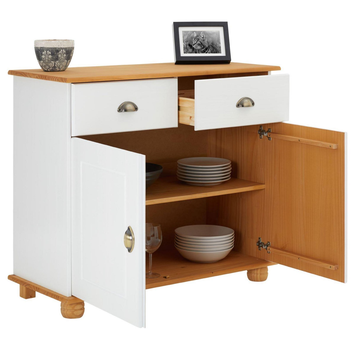 IDIMEX Buffet COLMAR en pin massif, 2 tiroirs et 2 portes