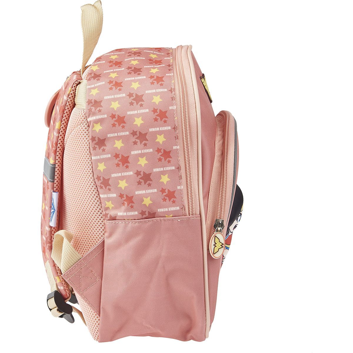 DC COMIC'S Sac maternelle rose avec pochette avant Wonder Woman