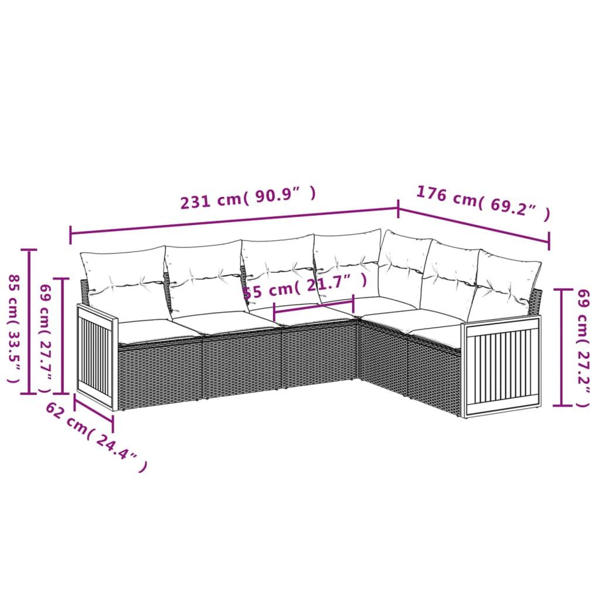 Voir la diapositive 6 : VIDAXL Salon de jardin 6 pcs avec coussins noir resine tressee