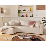 BEST MOBILIER Topaze - canapé d'angle déhoussable réversible 4 places en velours. Coloris disponibles : Bicolore