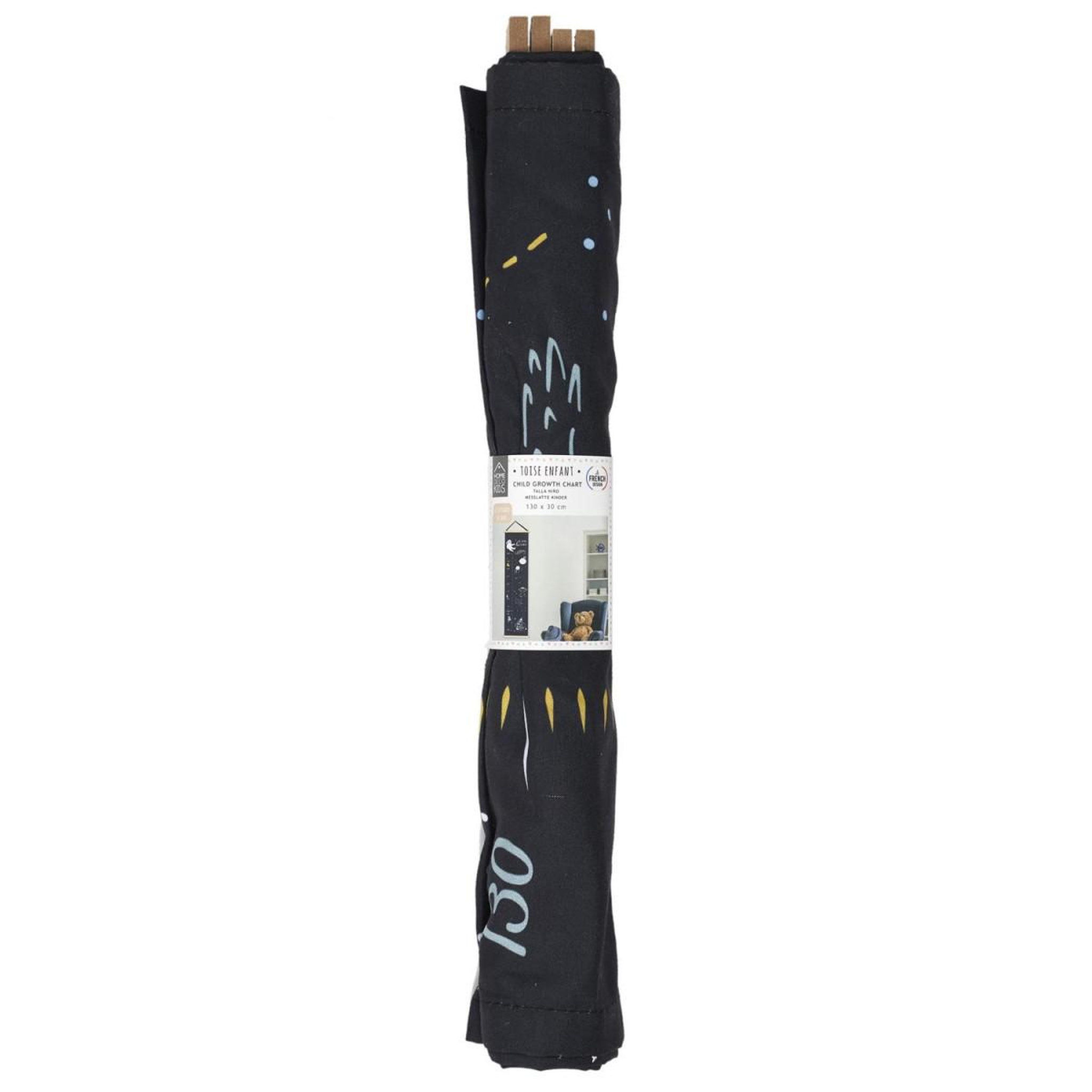 Voir la diapositive 3 : HOME DECO KIDS Toise à motifs  my little héros  146cm noir & blanc