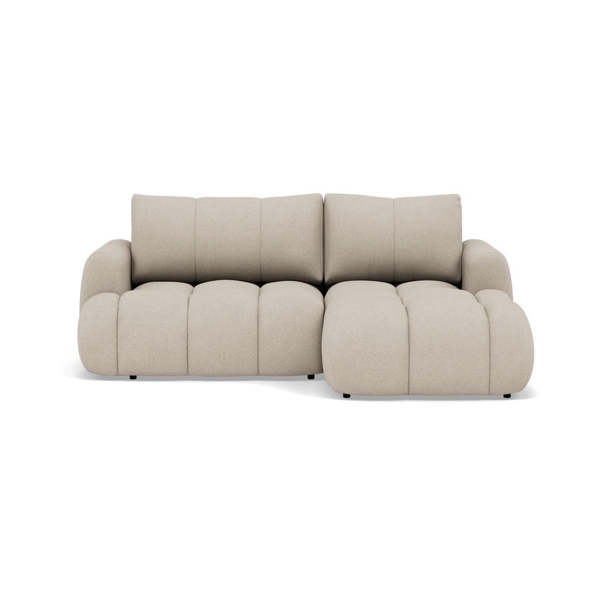 BEST MOBILIER Yulin - canapé d'angle droit 4 places convertible avec coffre en tissu bouclette