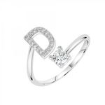 SC CRYSTAL Bague lettre D ajustable SC Crystal ornée de Zirconium. Coloris disponibles : Gris