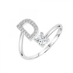 SC CRYSTAL Bague lettre D ajustable SC Crystal ornée de Zirconium. Coloris disponibles : Gris