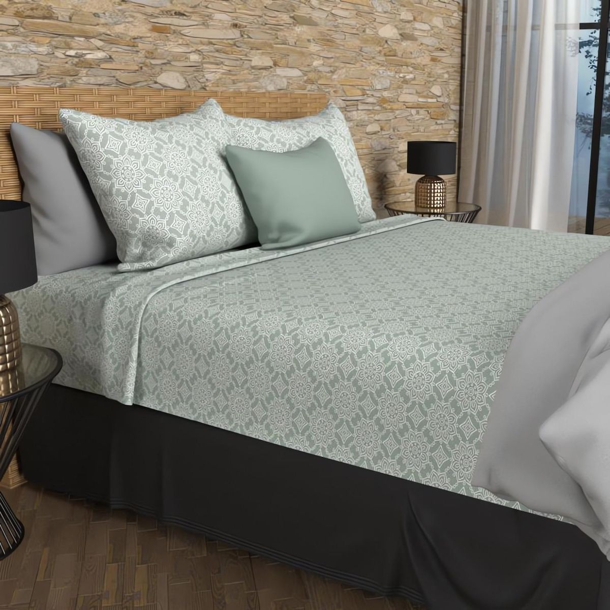 SOLEIL D'OCRE Parure de draps coton 57 fils ESMERALDA, par Soleil d'ocre