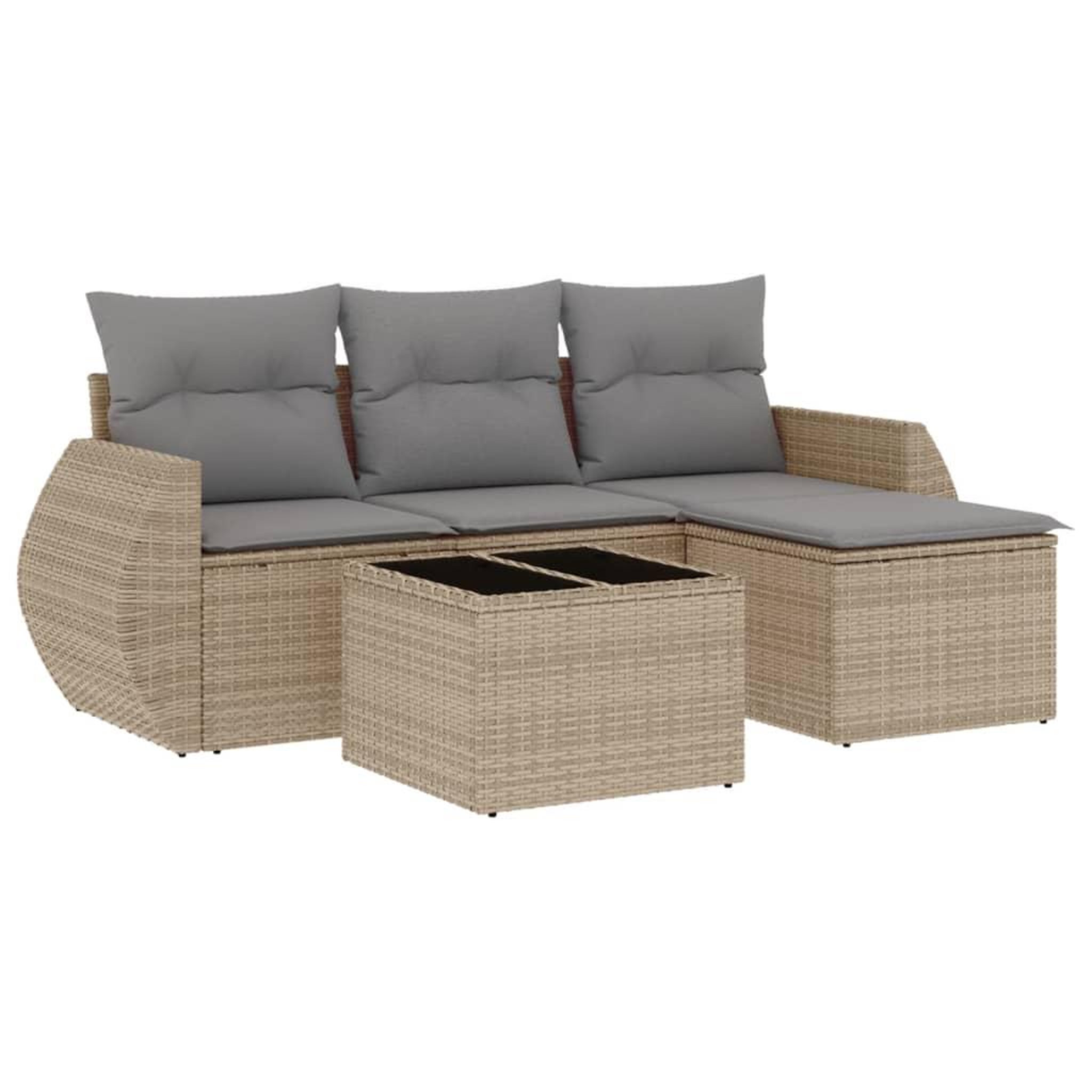 Voir la diapositive 2 : VIDAXL Salon de jardin avec coussins 5 pcs beige resine tressee