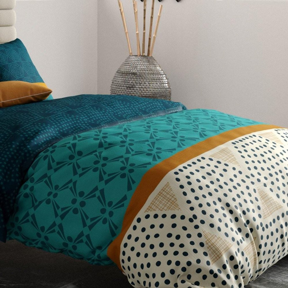 ATELIER DU COTON Housse de couette 260x240 + 2 taies coton 57 fils