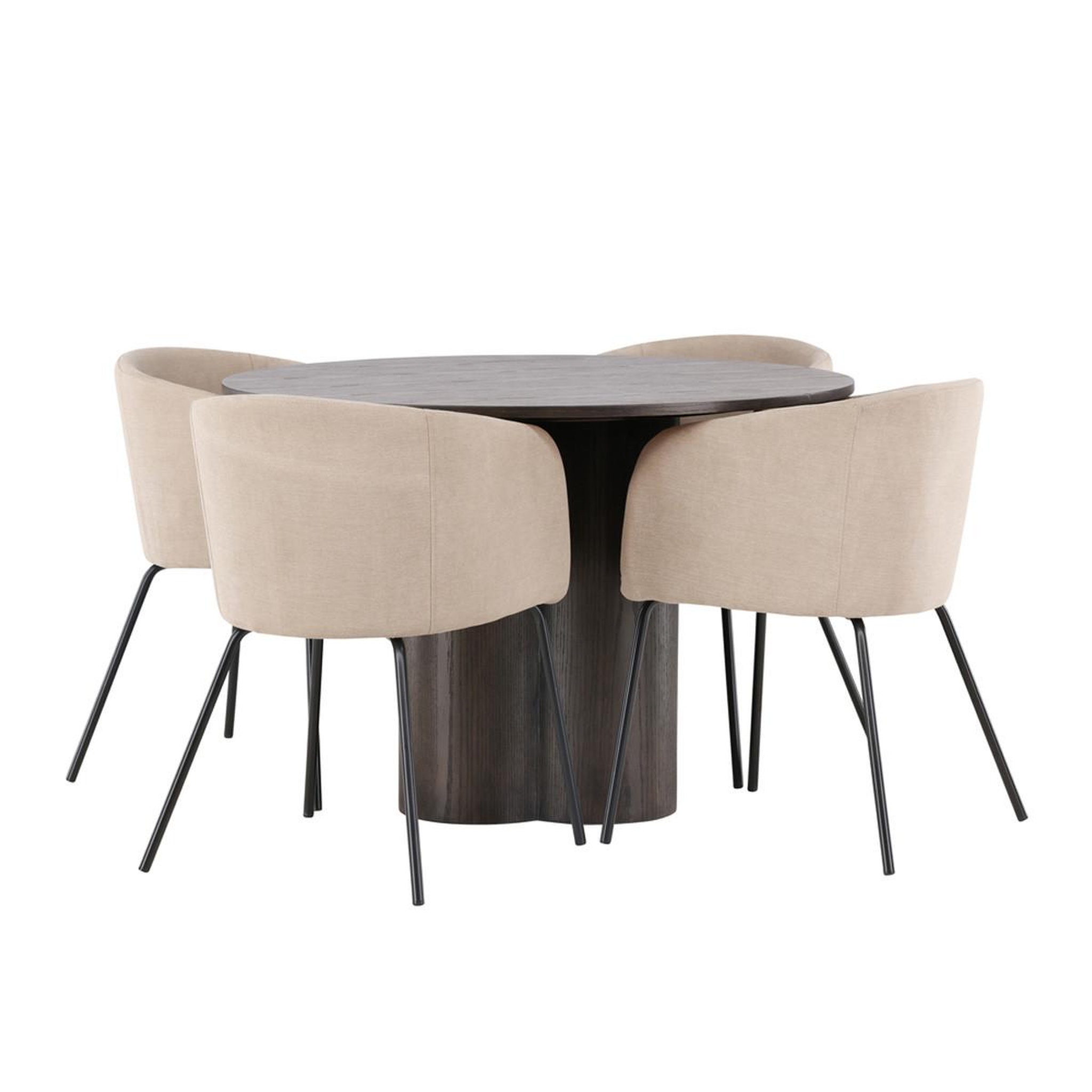 Paris Prix Ensemble table à manger & 4 chaises  olivia & berit  110cm moka & beige