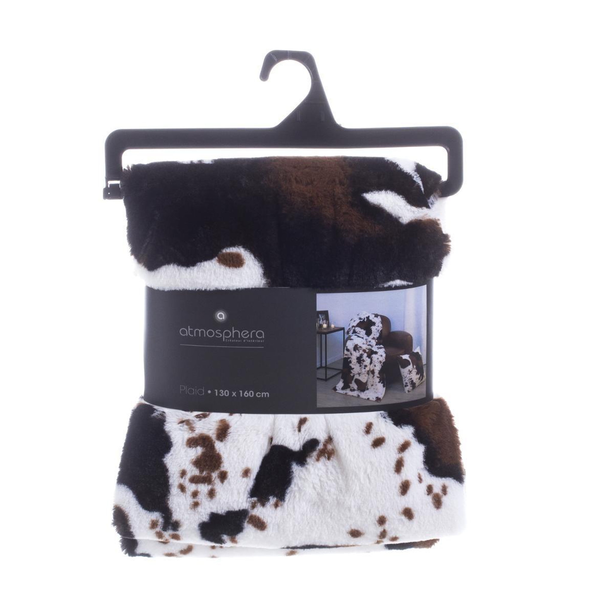 Voir la diapositive 4 : ATMOSPHERA Plaid déco  vache  130x160cm naturel