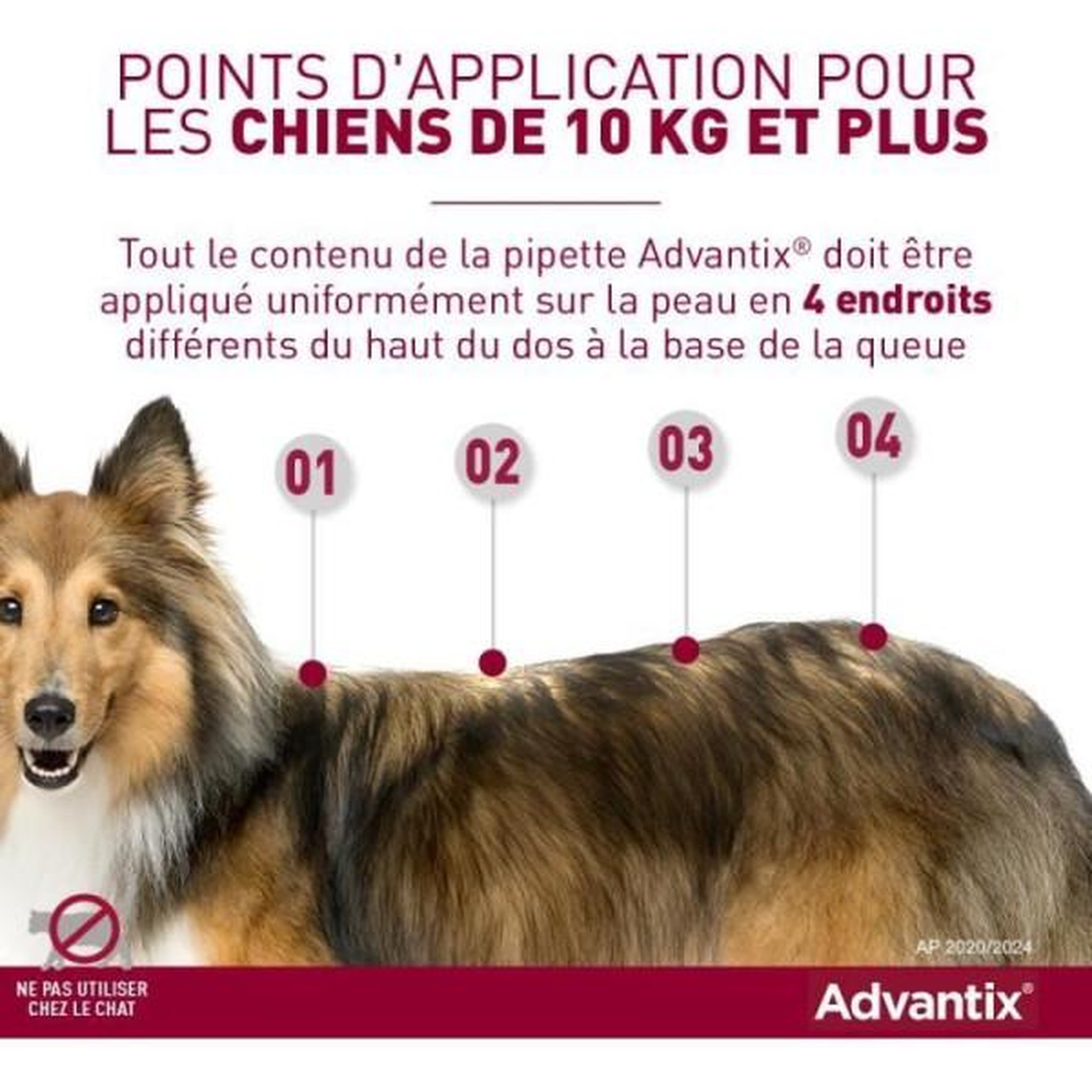 Voir la diapositive 2 : Advantix Advantix chien solution antiparasitaire tres grande race 40 a 60kg 6 pipettes