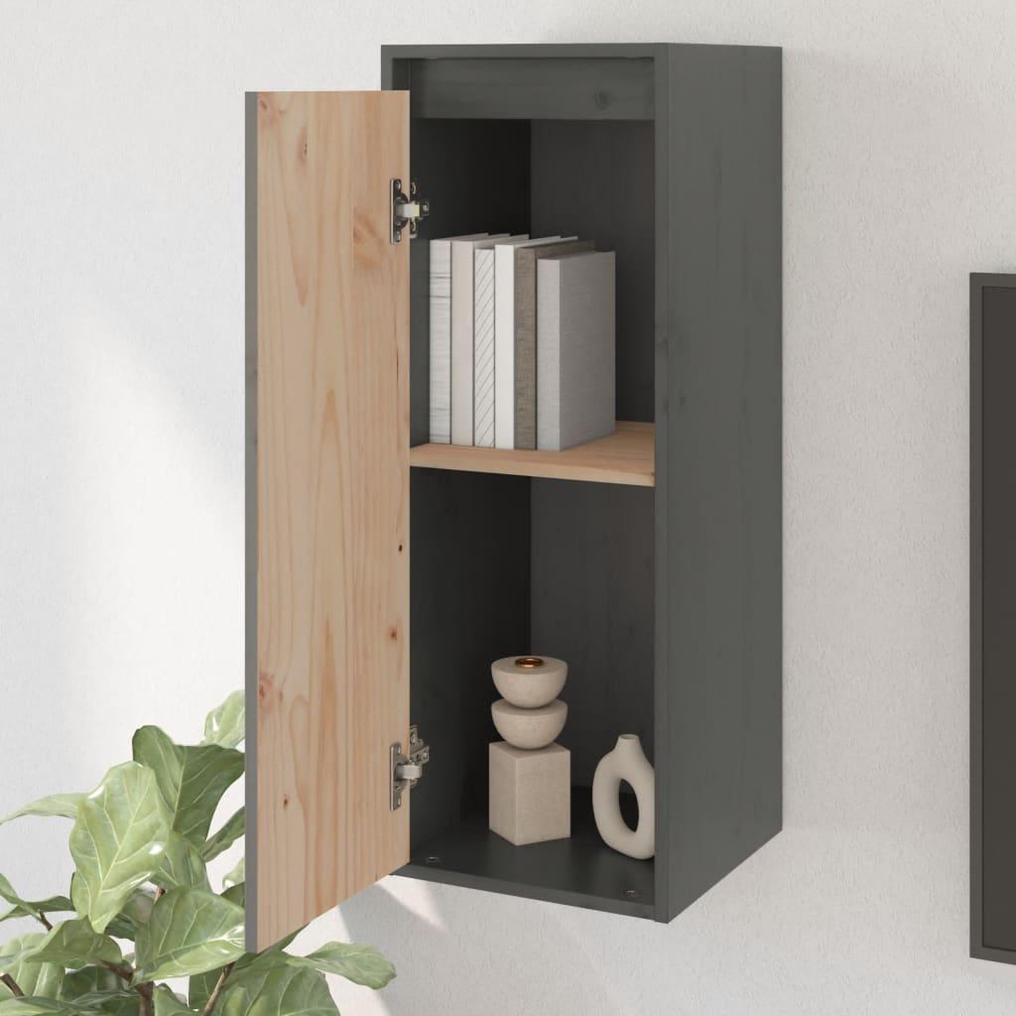 Voir la diapositive 3 : VIDAXL Armoire murale Gris 30x30x80 cm Bois de pin massif