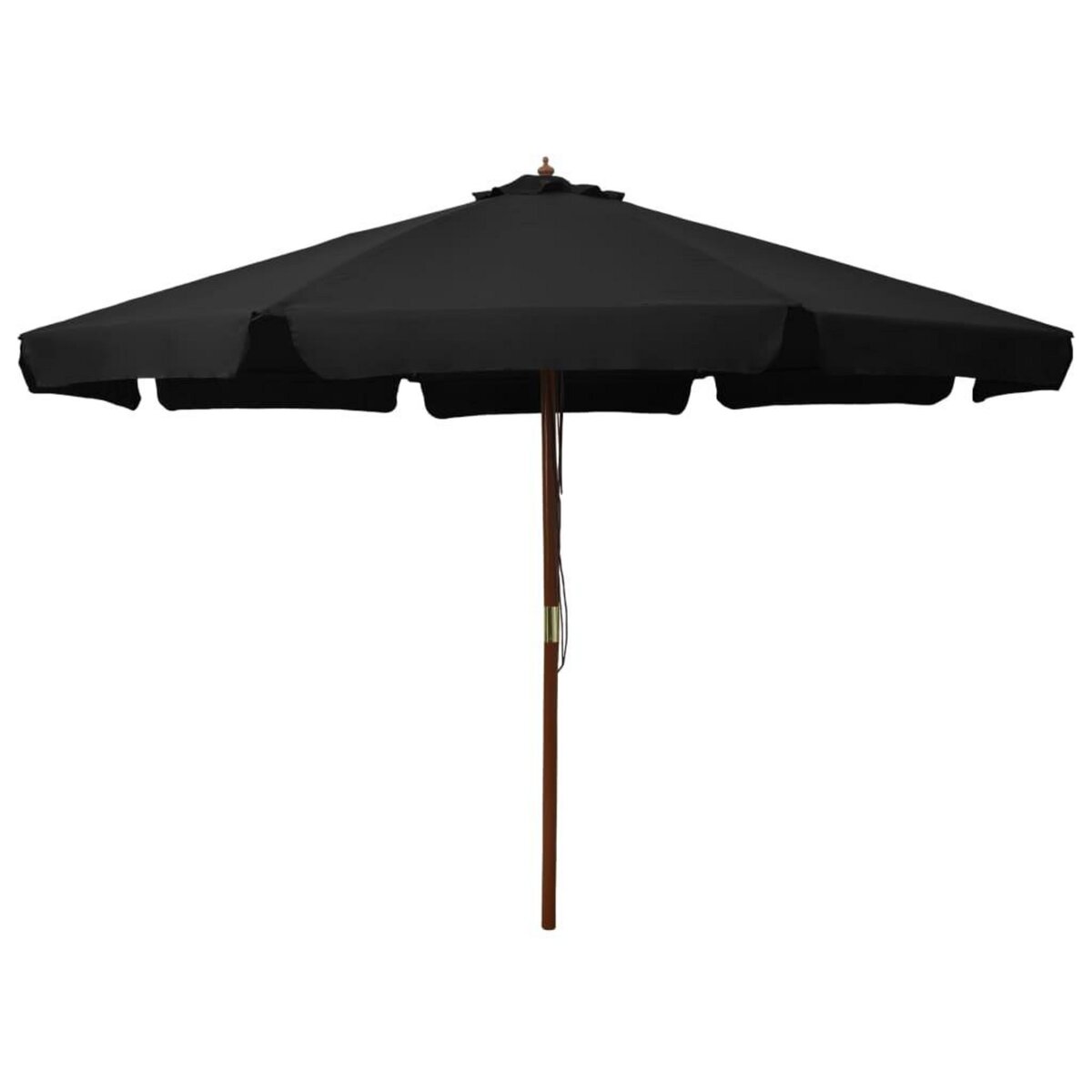 VIDAXL Parasol d'exterieur avec mat en bois 330 cm Noir