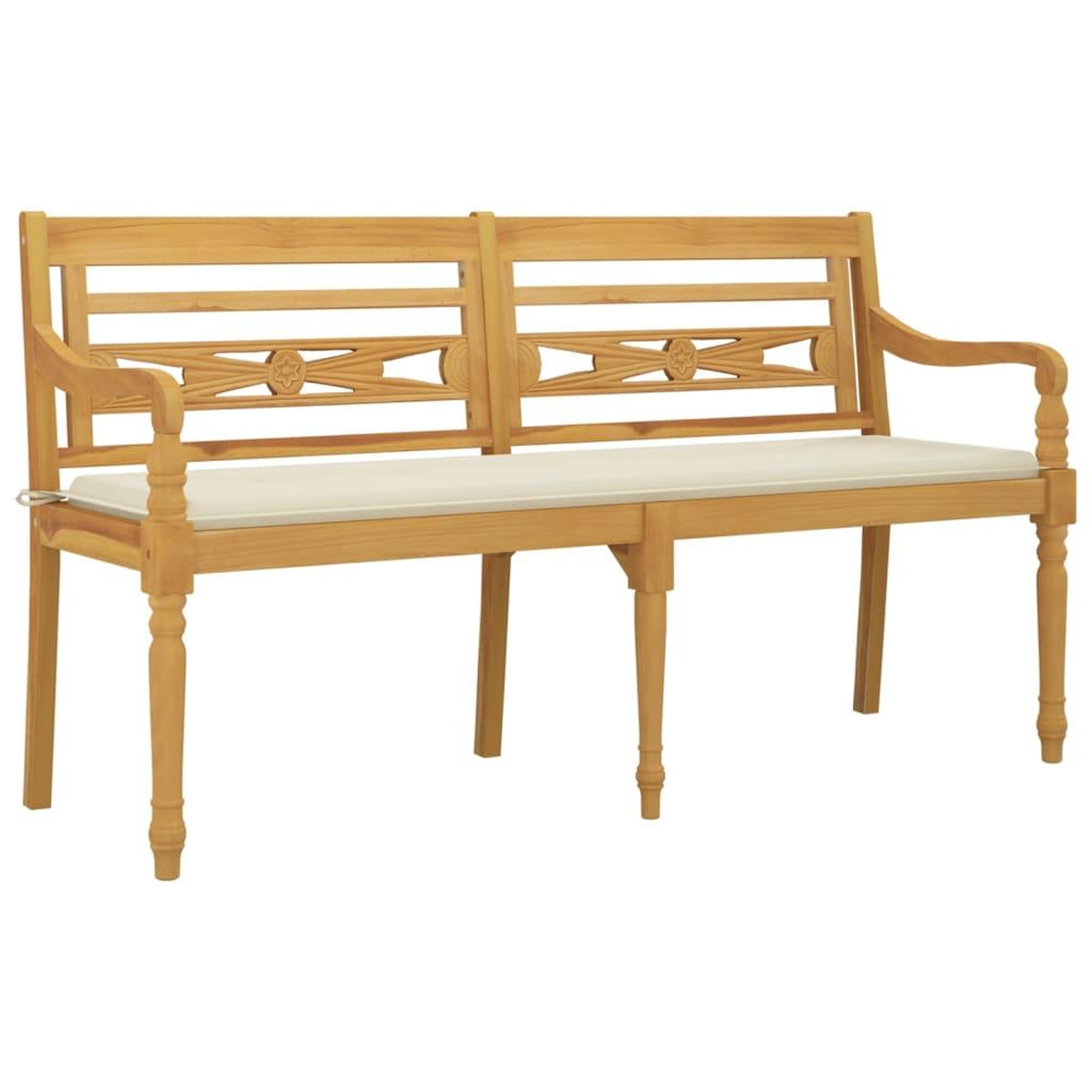 Voir la diapositive 3 : VIDAXL Banc Batavia avec coussin creme 150 cm Bois de teck massif
