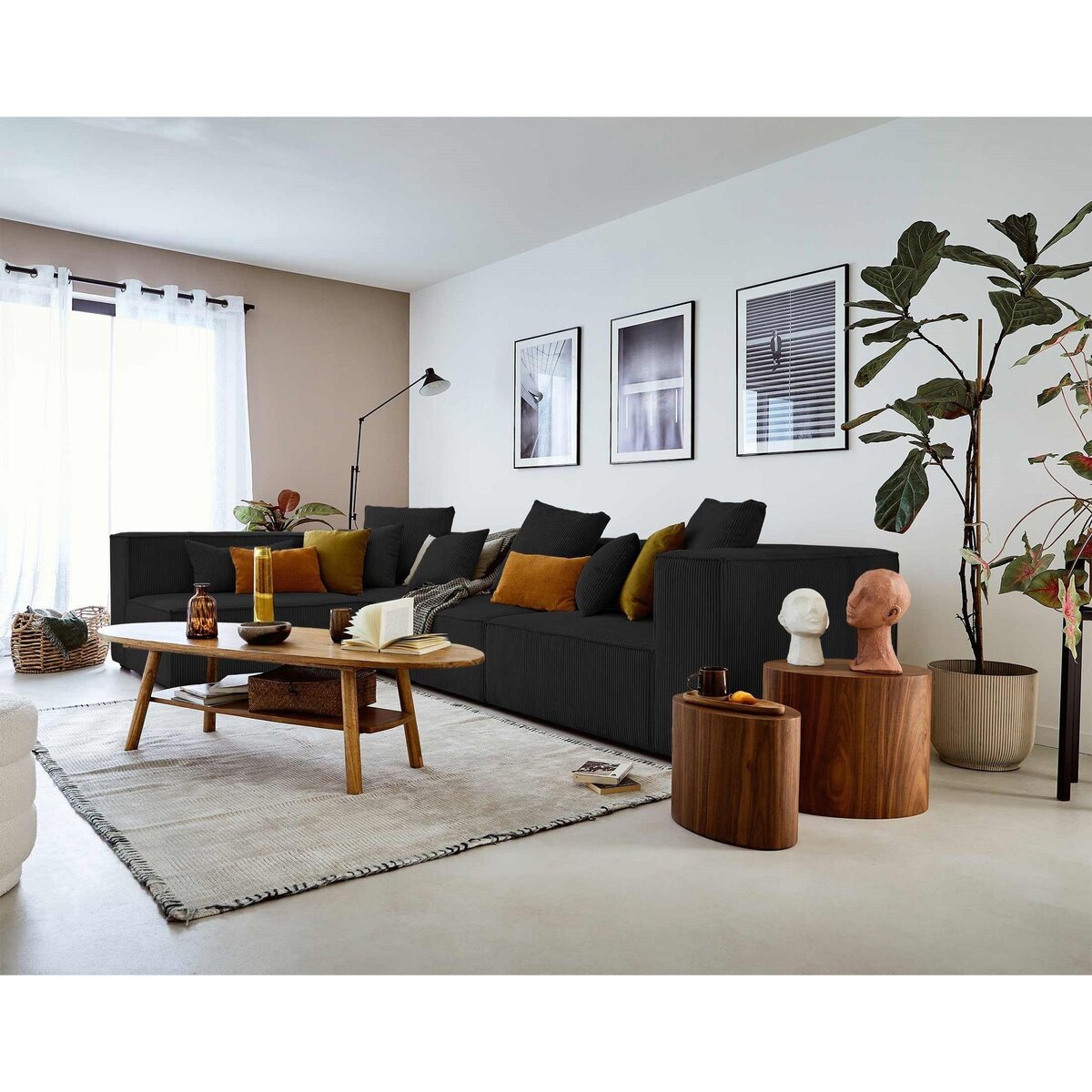 LISA DESIGN Colombine - canapé modulable d'angle gauche - 6 places - en velours côtelé