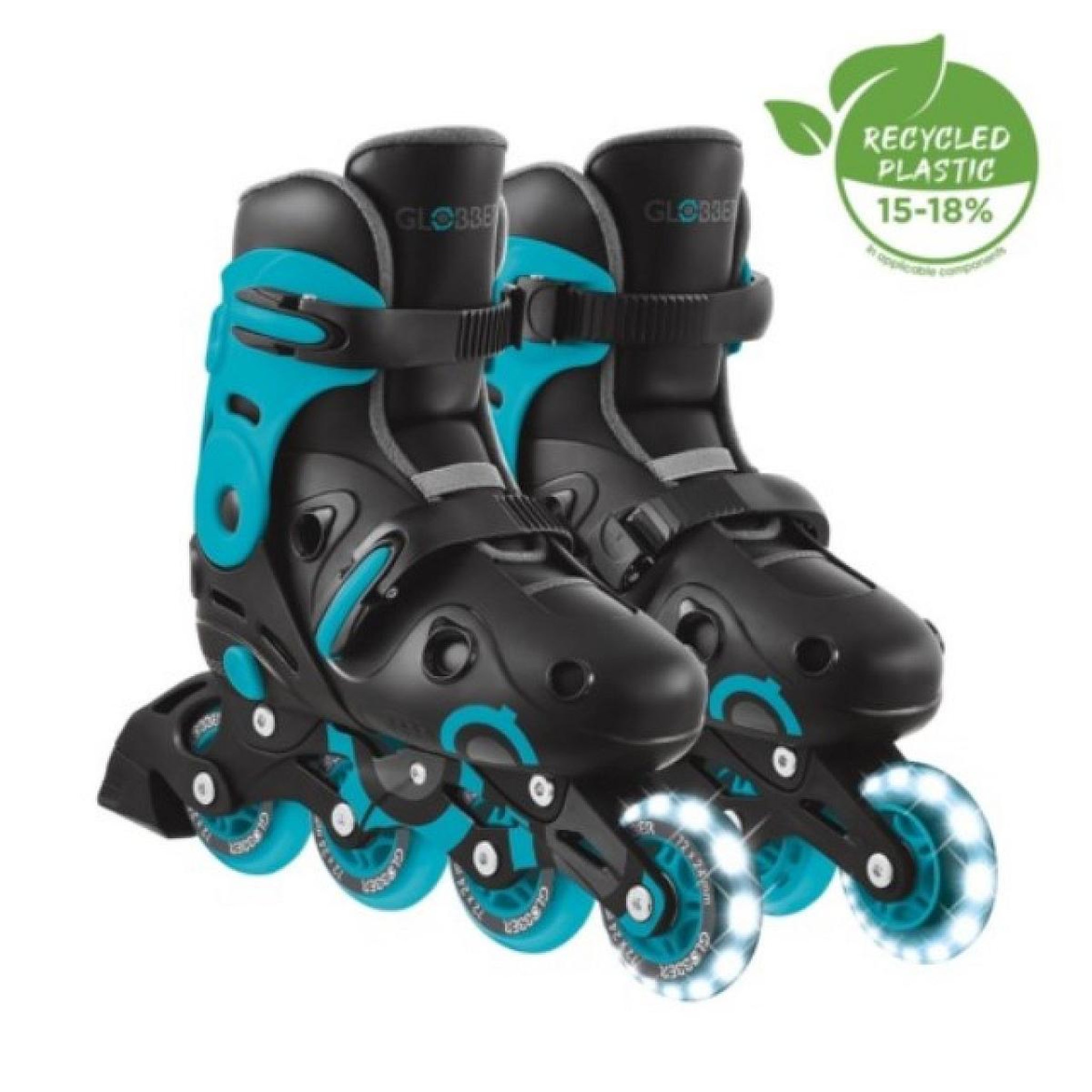 Voir la diapositive 2 : Globber Patins à Roulettes GO-SKATE - T. 34-37 - Noir/Aqua Bleu