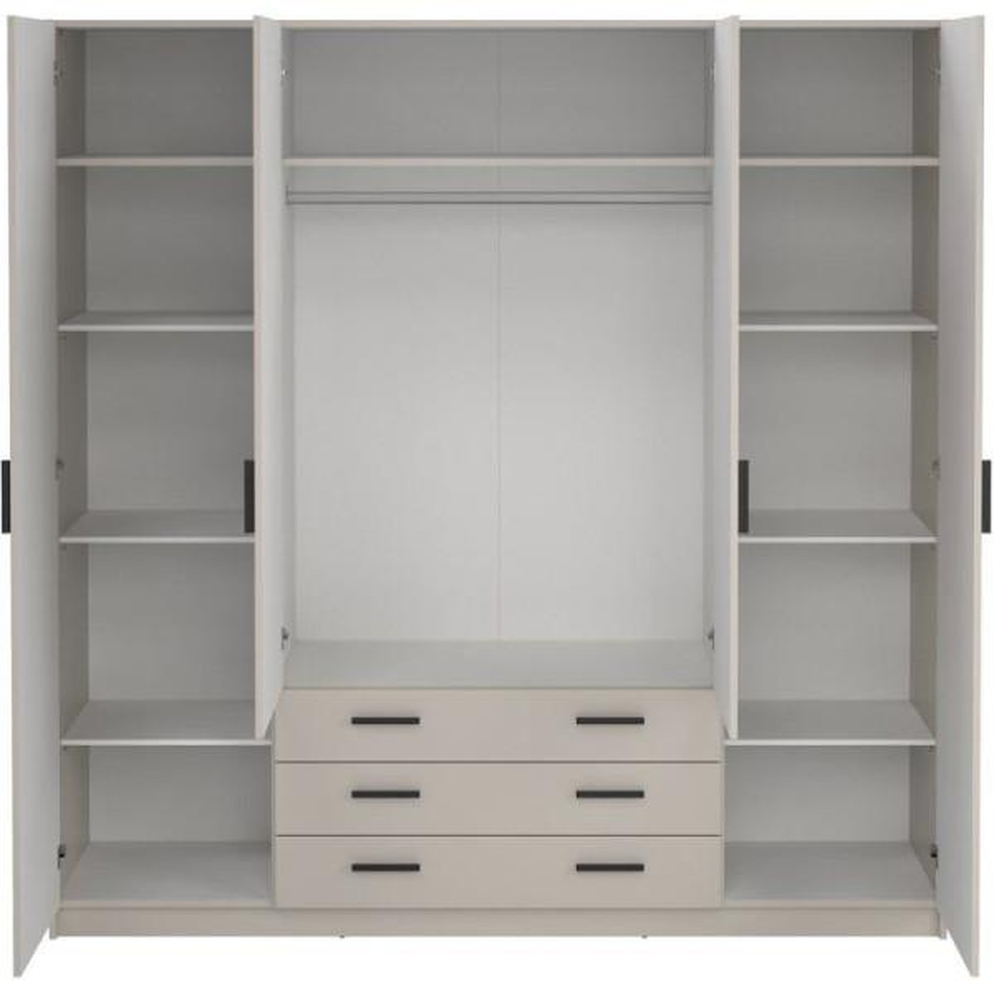Voir la diapositive 4 : SPRINT Armoire SPRINT - Bois / Panneaux de particules - Beige mat - 4 portes + 3 tiroirs - L 195,5 x P 49,8 x H 200,4 cm