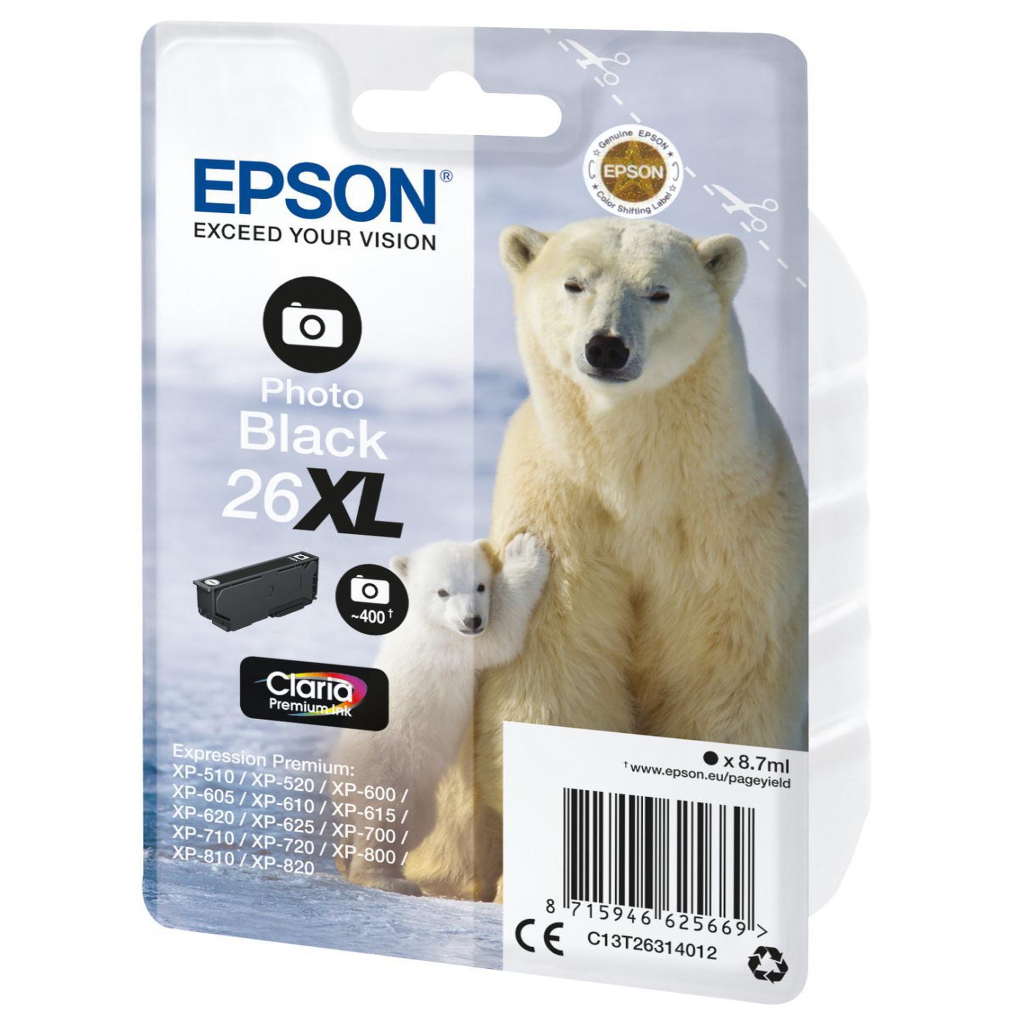 Voir la diapositive 3 : Epson Cartouche d'encre Epson 26XL Noir Photo C13T26314012