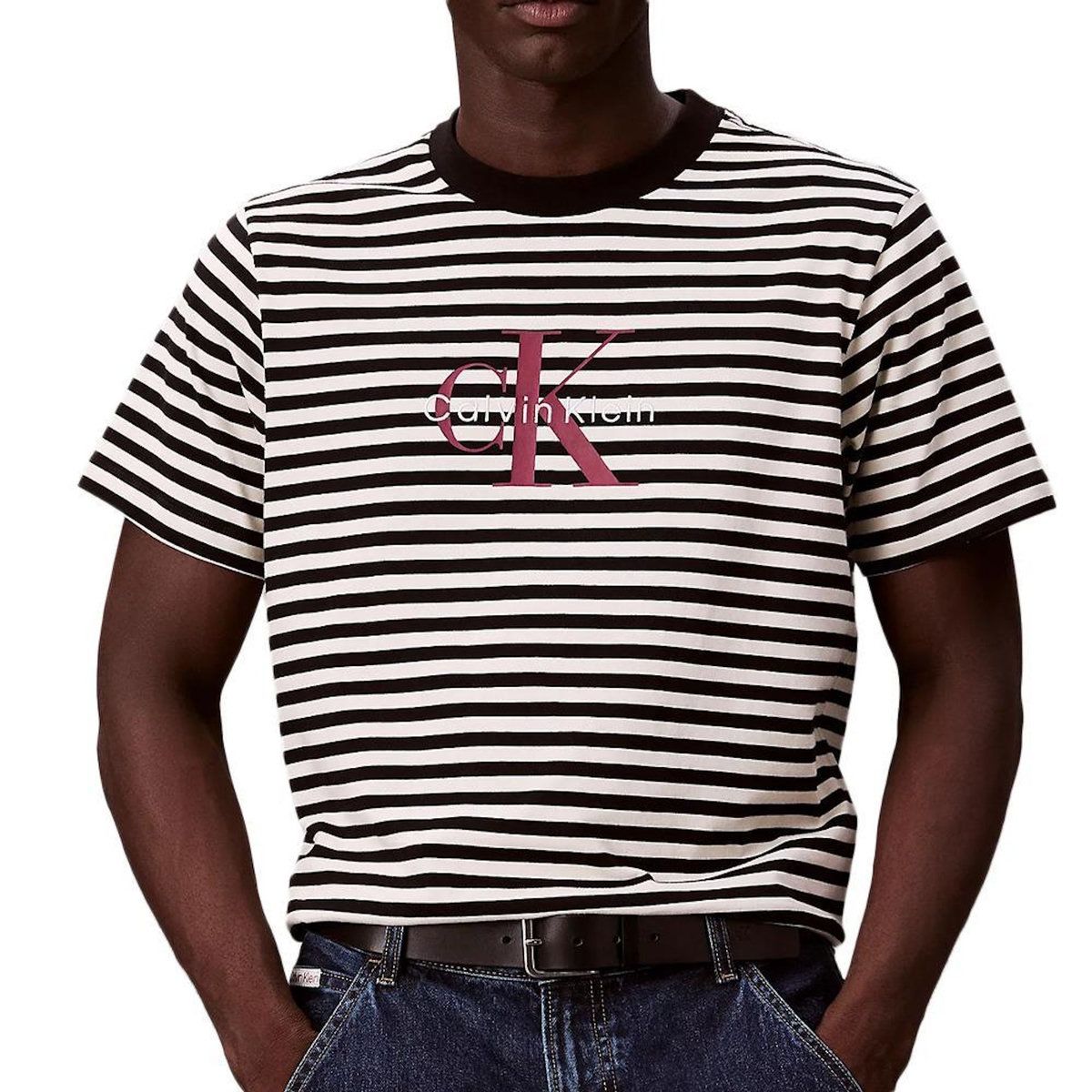CALVIN KLEIN JEANS T Shirt à Rayure /Écru Homme Calvin Klein Jeans 20s Stripe