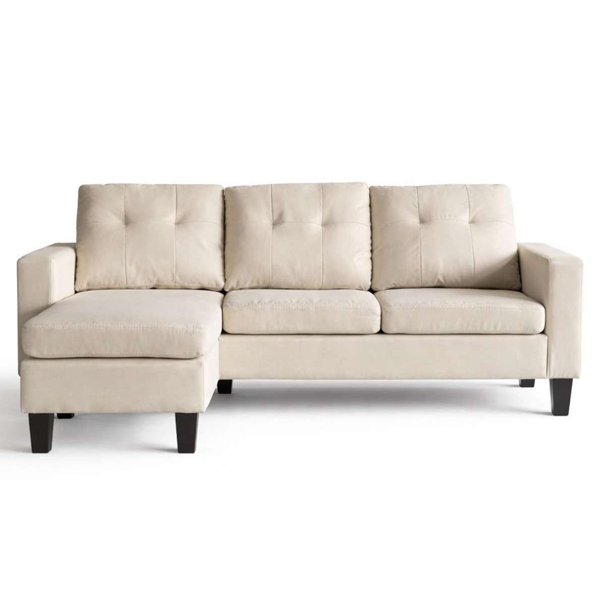 CONCEPT USINE Canapé d'angle 3 places en tissu beige BELFAST