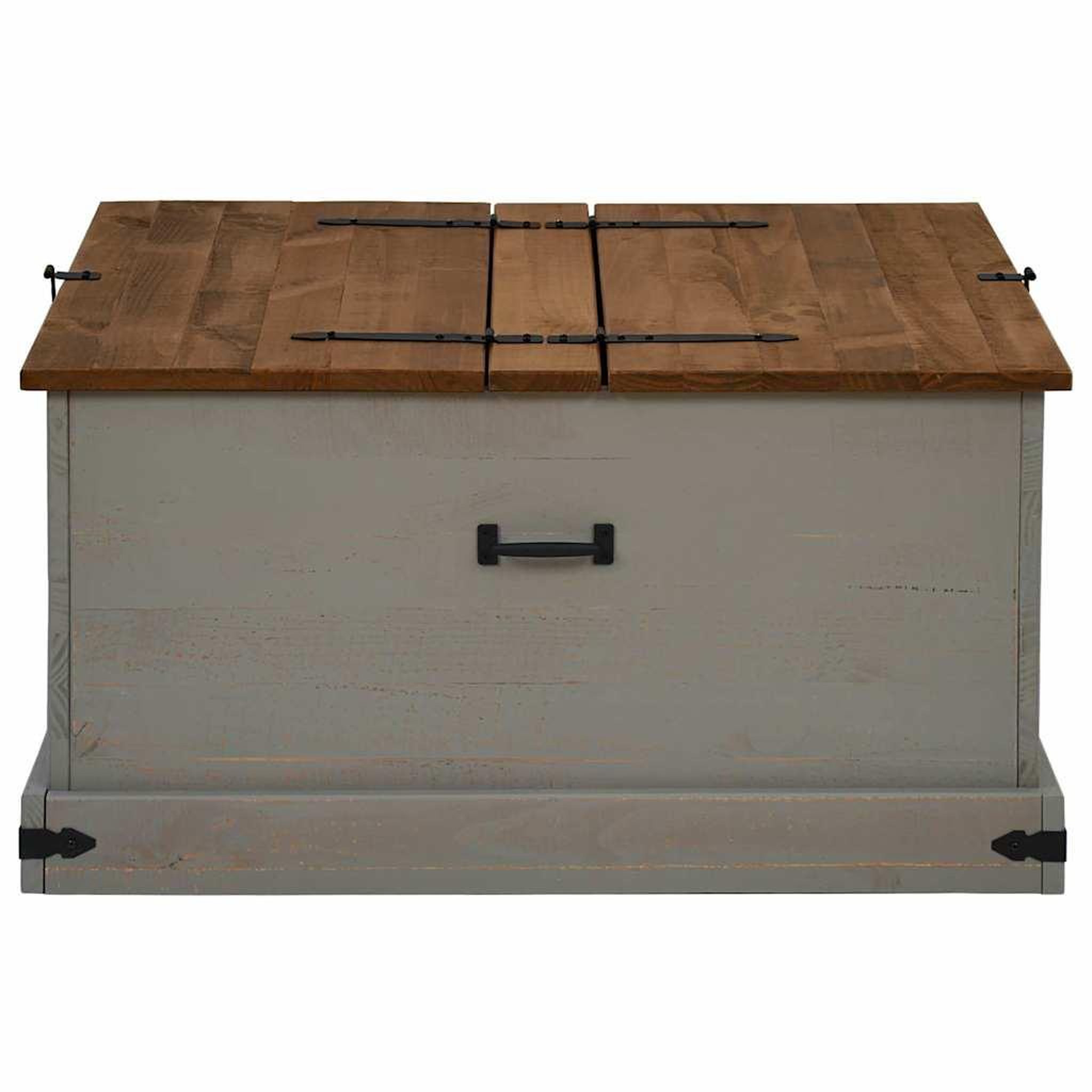 Voir la diapositive 4 : VIDAXL Coffre de rangement HALDEN gris 91x91x47 cm bois massif pin