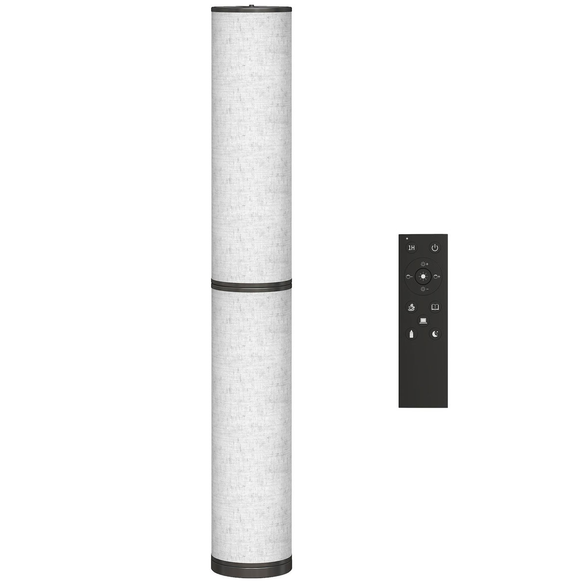 HOMCOM Lampadaire tube LED droit dimmable réglable 30W H.135cm avec télécommande acier lin beige
