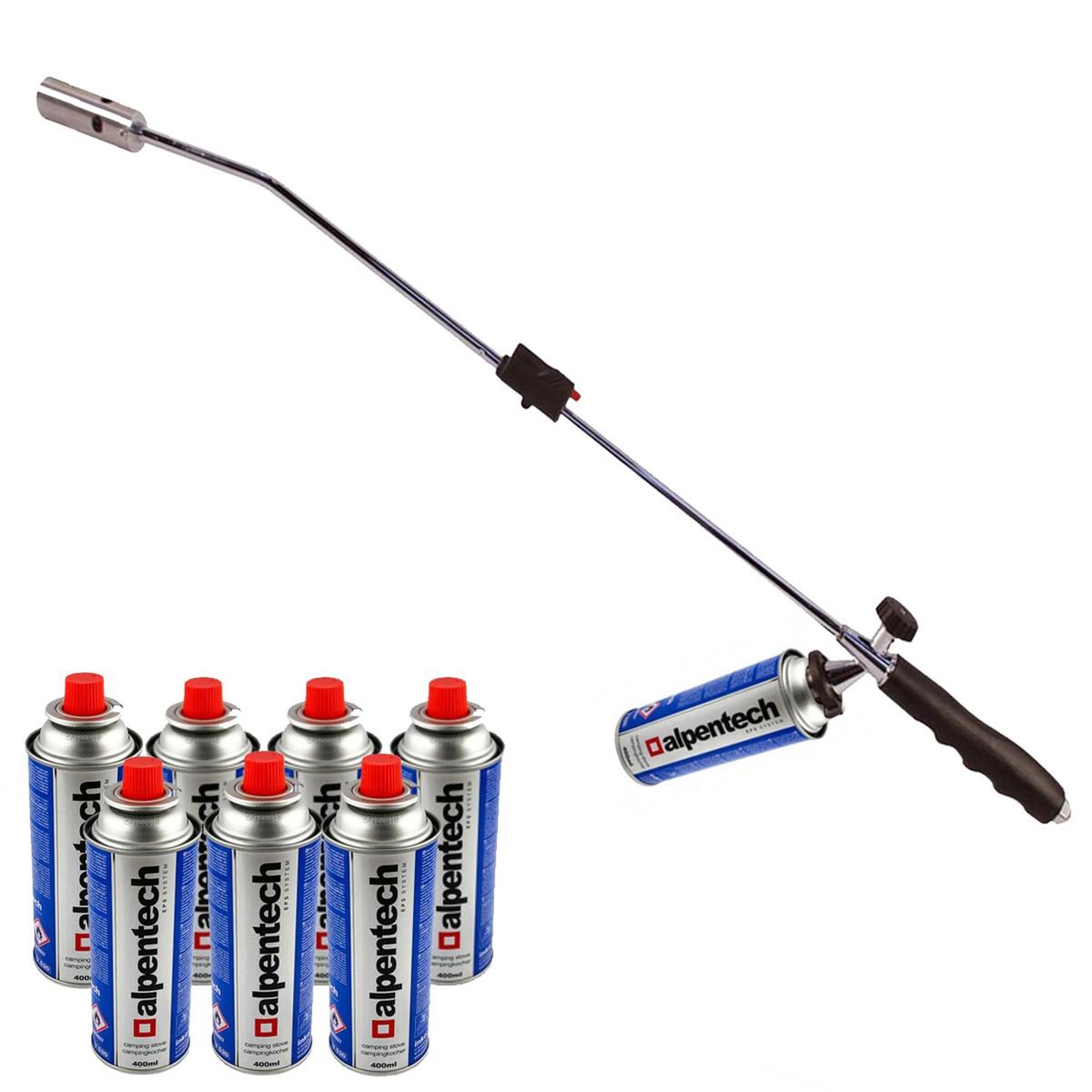 Voir la diapositive 2 : ALPENTECH Desherbeur thermique piezo chalumeau gaz + 8 recharges desherbant thermique brule herbes