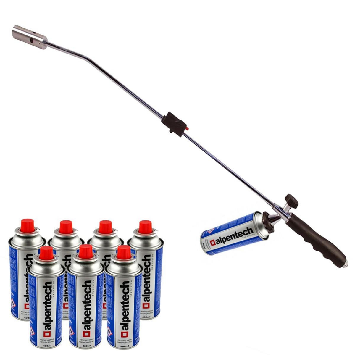 ALPENTECH Desherbeur thermique piezo Chalumeau gaz + 8 Recharges Desherbant thermique Brule herbes
