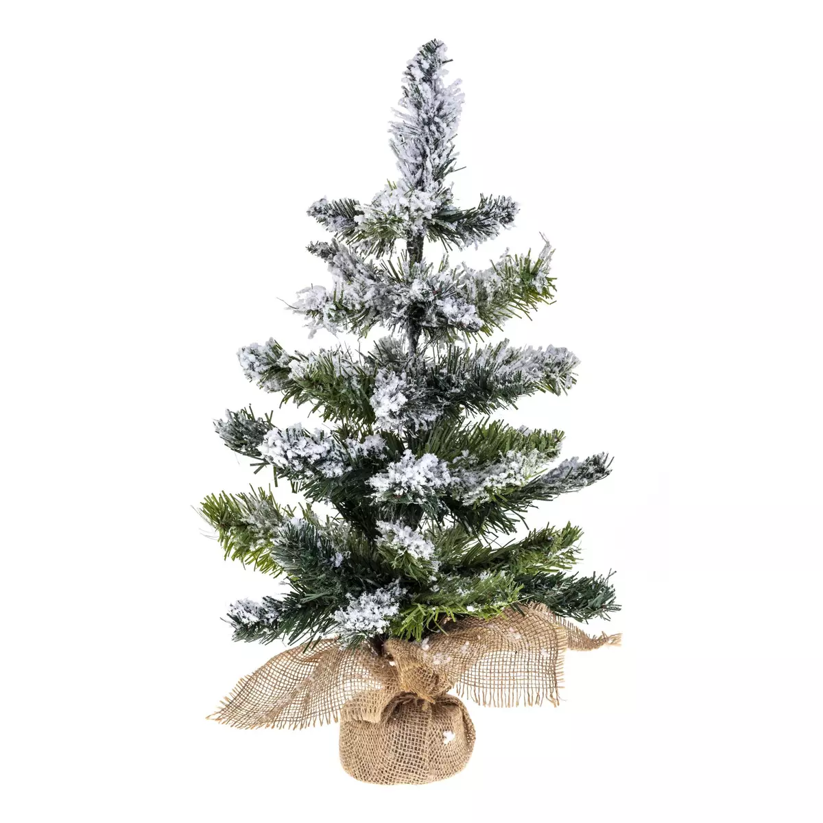 FEERIC LIGHT & CHRISTMAS Sapin de Noël artificiel Blooming effet enneigé avec pot couvert de jute - H. 50 cm - Vert et blanc