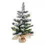 FEERIC LIGHT & CHRISTMAS Sapin de Noël artificiel Blooming effet enneigé avec pot couvert de jute - H. 50 cm - Vert et blanc