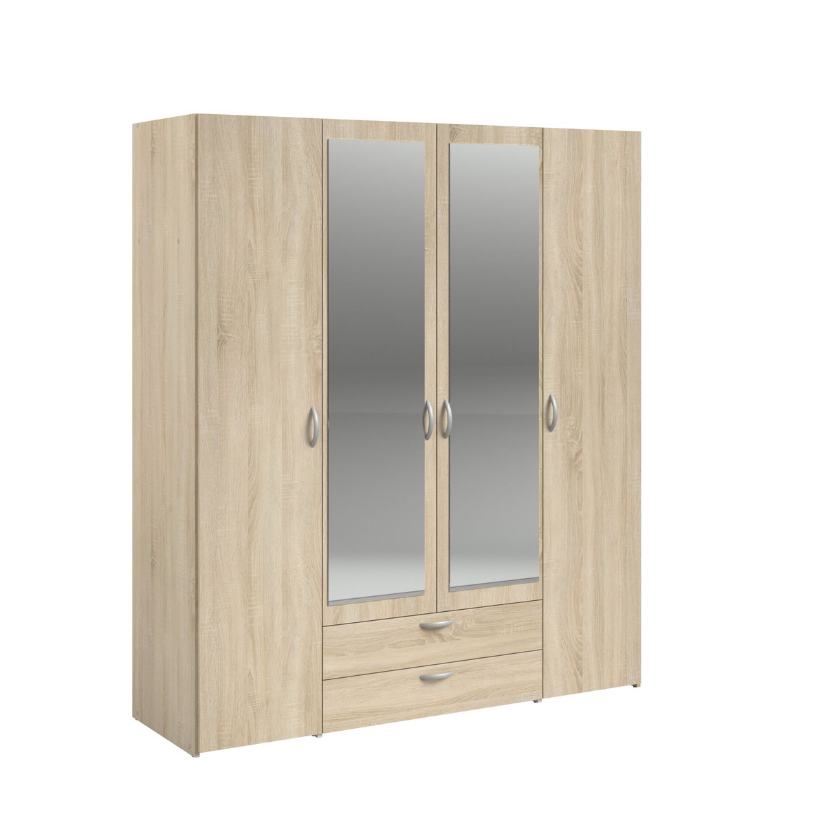 Armoire 4 portes 2 tiroirs 1 miroir L160cm DAISY