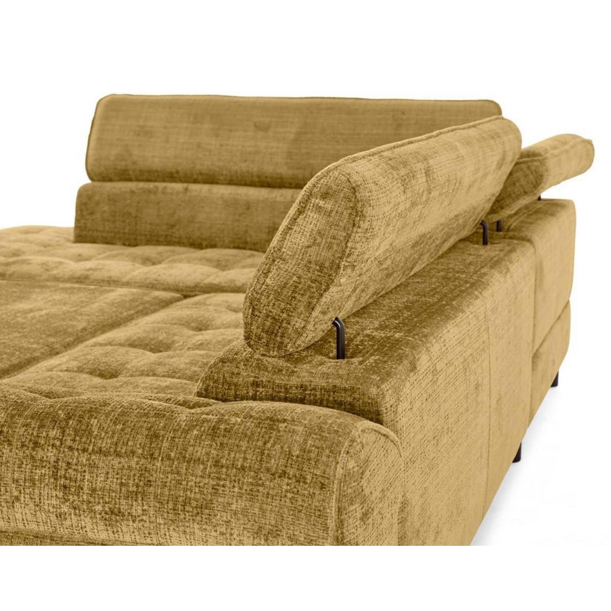 LISA DESIGN Marlo - canapé d'angle gauche 5 places convertible avec coffre et têtières en velours texturé