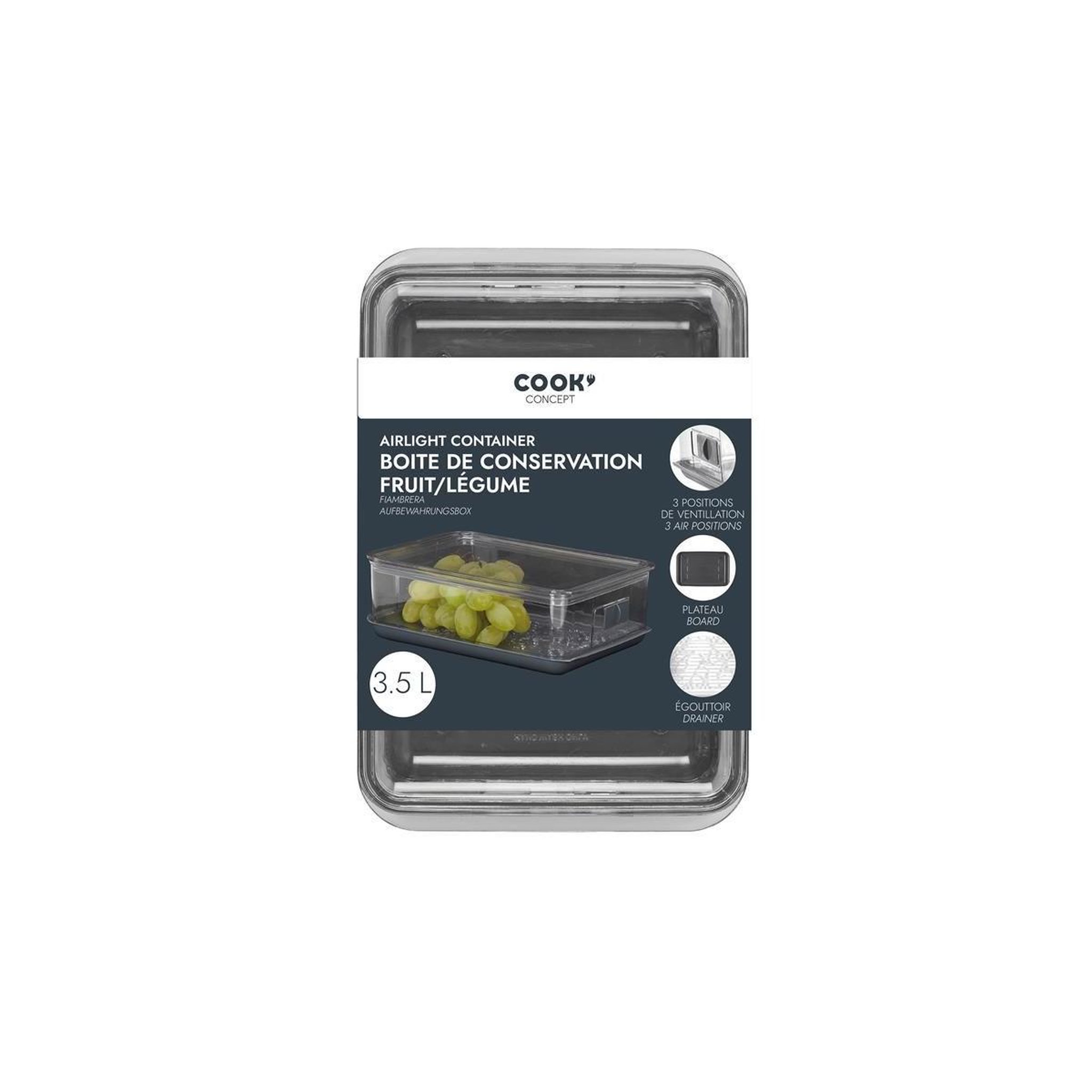 Voir la diapositive 4 : COOK CONCEPT Boîte de conservation  fruit & légume  27cm transparent