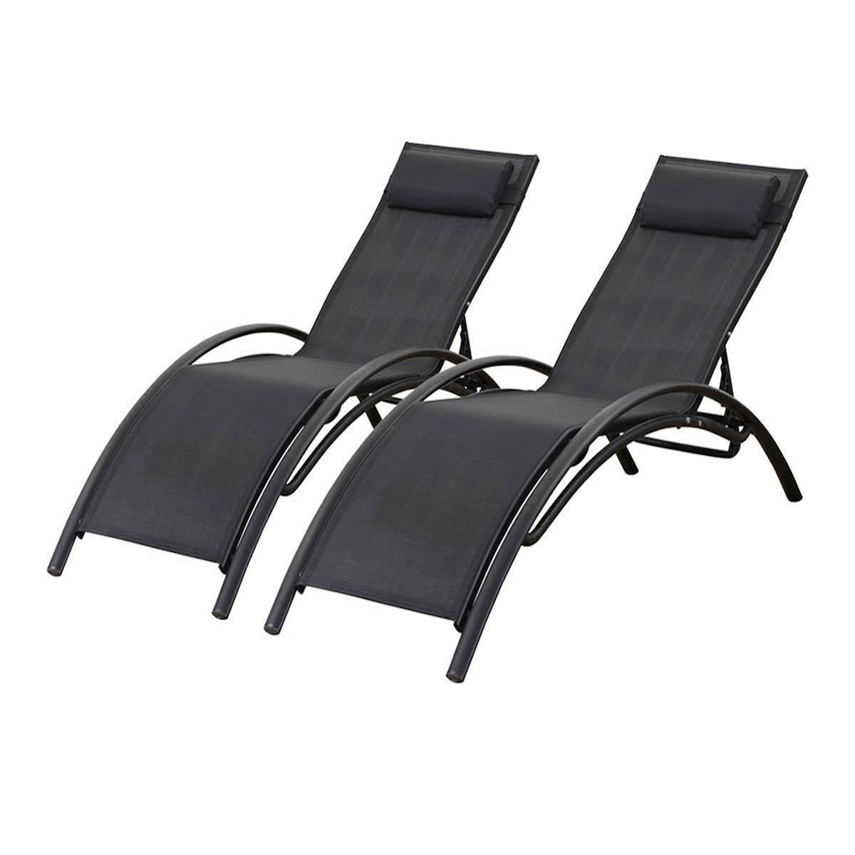 Habitat et Jardin Lot de 2 bains de soleil en aluminium Beauty  Phoenix  Noir