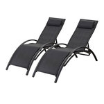 Habitat et Jardin Lot de 2 bains de soleil en aluminium Beauty  Phoenix  Noir
