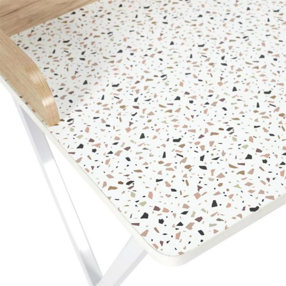 Paris Prix Bureau Design Effet  Terrazzo  84cm Blanc & Naturel