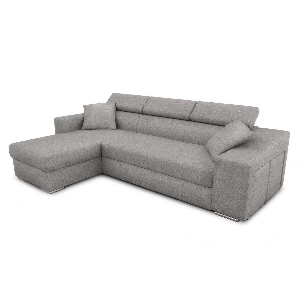 Canapé d'angle convertible réversible 5 places avec niche de rangement fixe à droite tissu STYL 