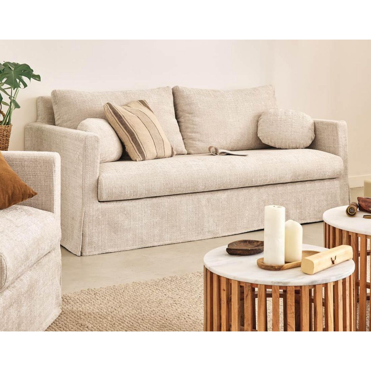 LISA DESIGN Serena - canapé droit déhoussable 3 places en velours texturé