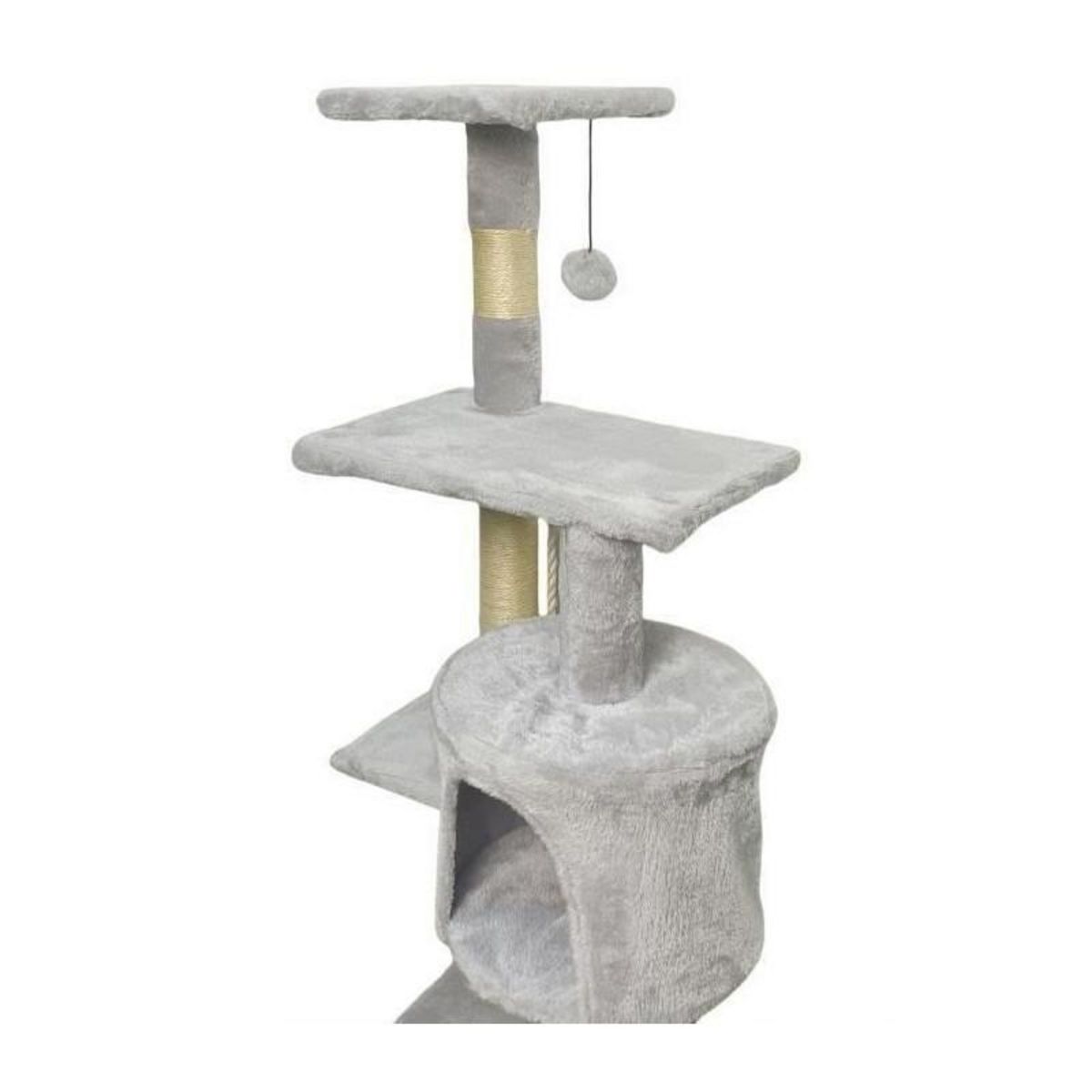 PALOMAR Arbre a chat - 40 x 40 x 110 cm - PALOMA - Gris - 3 plateformes, 1 corde, 1 niche , poteaux a griffer