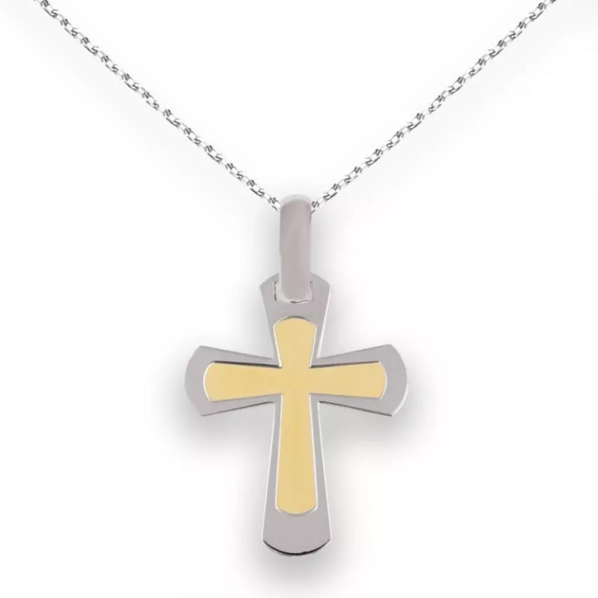 L'ATELIER D'AZUR Collier - Médaille Croix Or Bicolore - Chaine Offerte