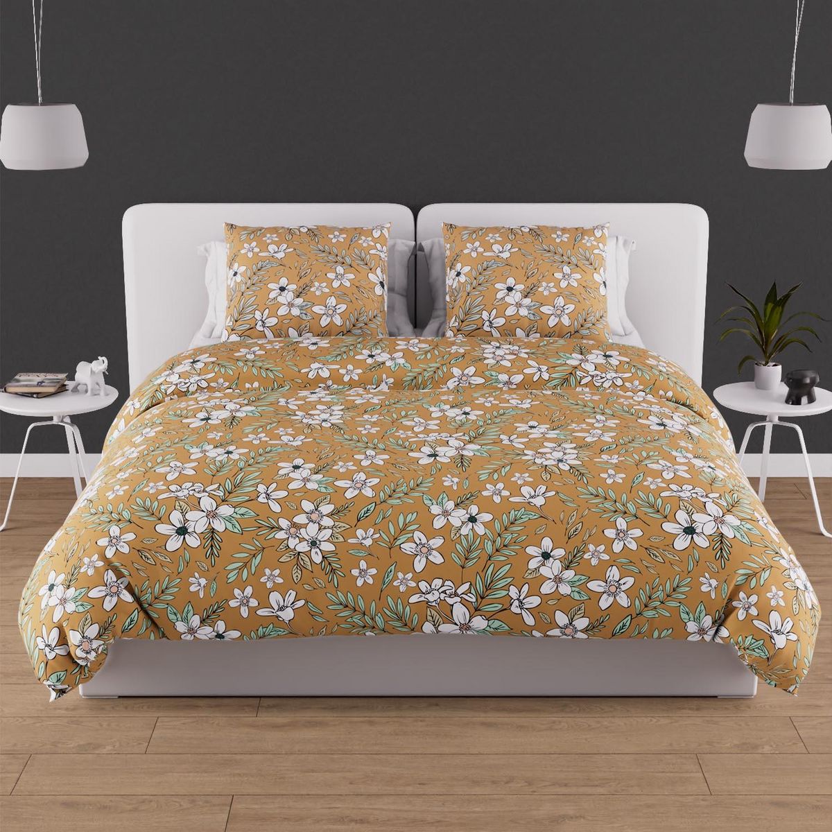 SOLEIL D'OCRE Parure housse de couette en coton 57 fils MANON, par Soleil d'ocre