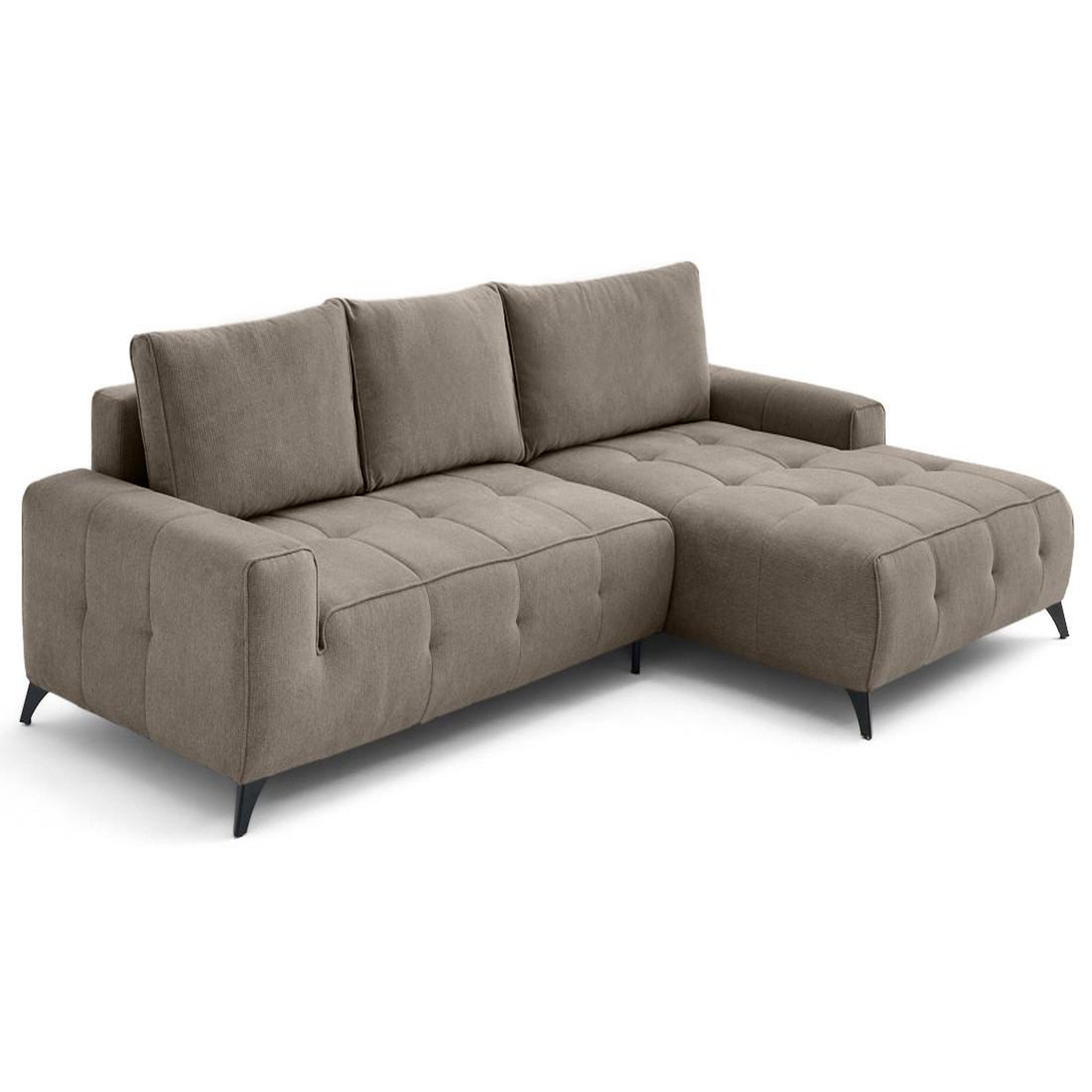 Voir la diapositive 3 : LISA DESIGN Rimini - canapé d'angle droit 4 places convertible avec coffre en tissu texturé