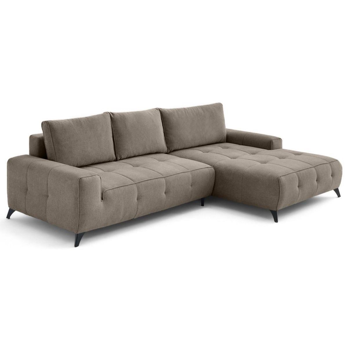 LISA DESIGN Rimini - canapé d'angle droit 4 places convertible avec coffre en tissu texturé