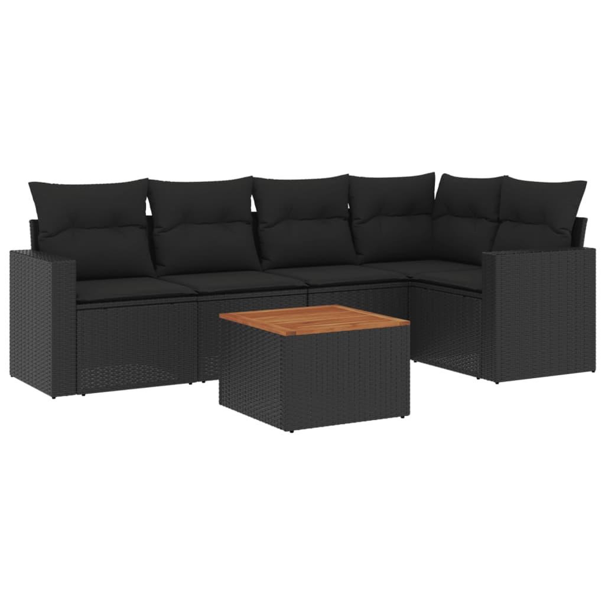 Voir la diapositive 2 : VIDAXL Salon de jardin 6 pcs avec coussins noir resine tressee