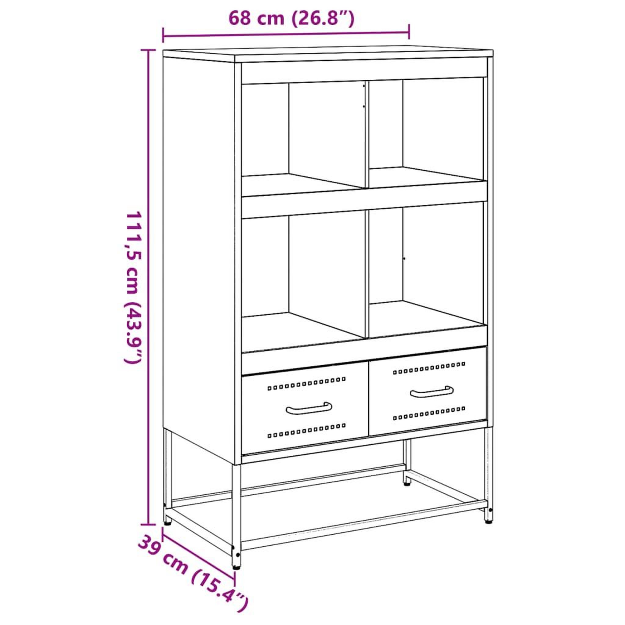 Voir la diapositive 6 : VIDAXL Buffet haut blanc 68x39x111,5 cm acier