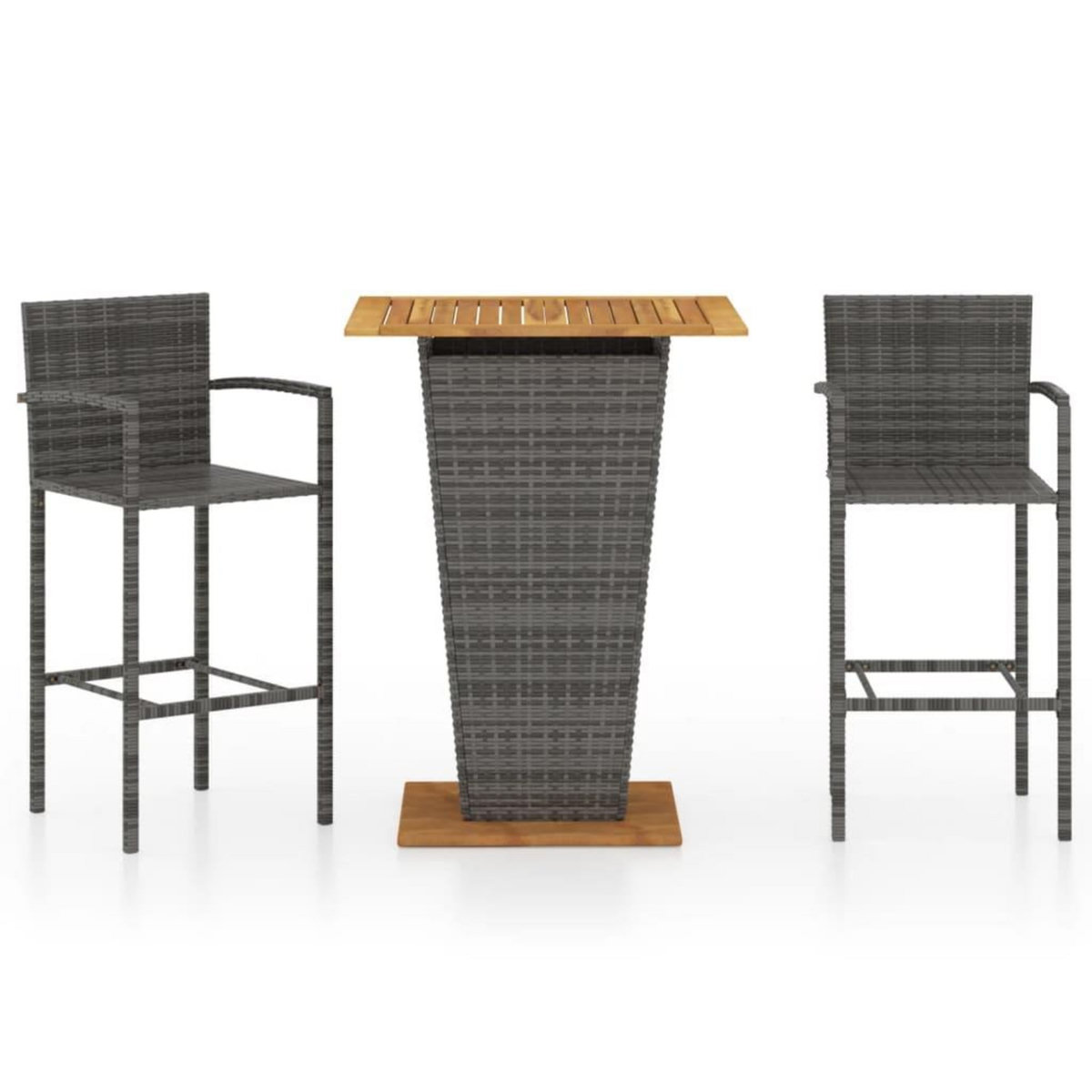VIDAXL Ensemble de bar de jardin 3 pcs Gris