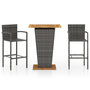 Voir la diapositive 2 : VIDAXL Ensemble de bar de jardin 3 pcs Gris