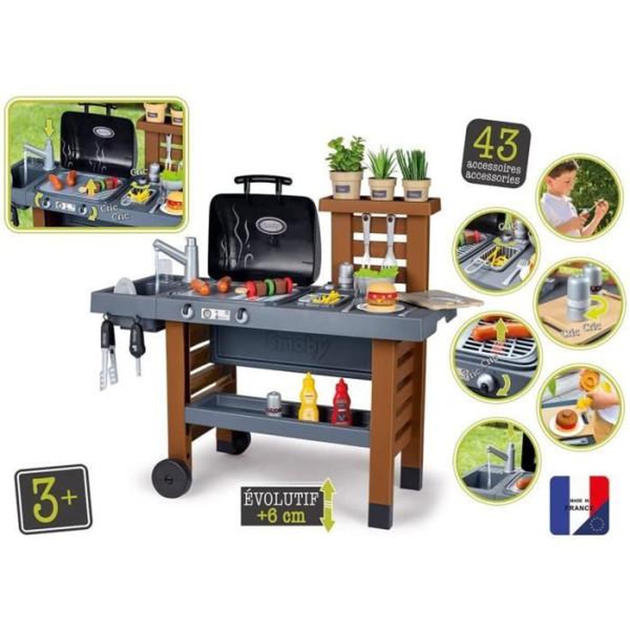 Voir la diapositive 2 : SMOBY Cuisine d'extérieur évolutive smoby - grill et plancha - 40 accessoires