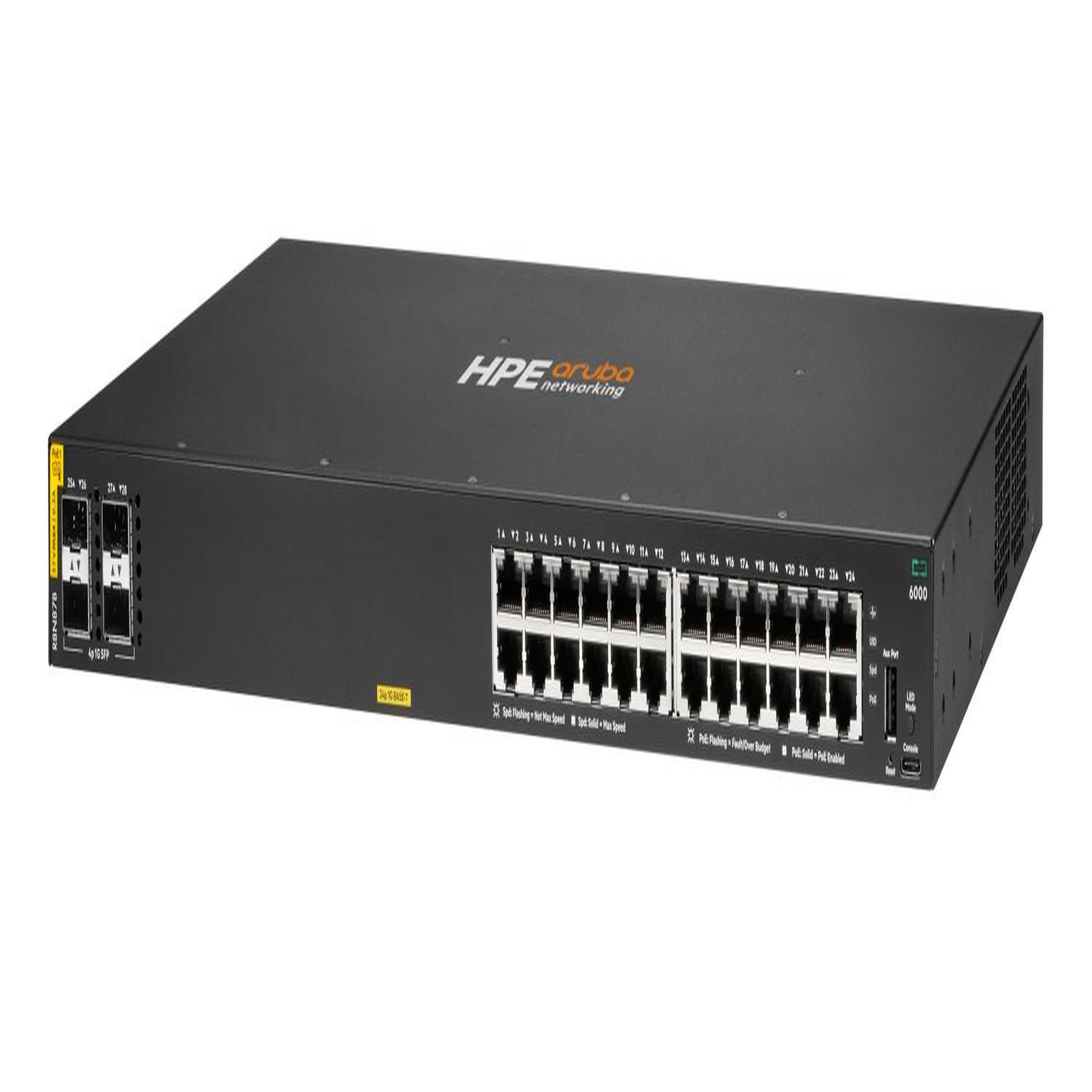 Voir la diapositive 3 : HPE HPE Aruba Networking CX 6000 24p 10M/100M/1G Class4 PoE 4p SFP 1G 370W Switch
