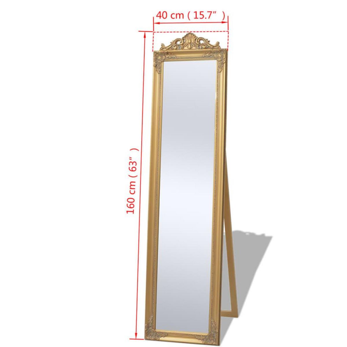 VIDAXL Miroir sur pied Style baroque 160x40 cm Dore
