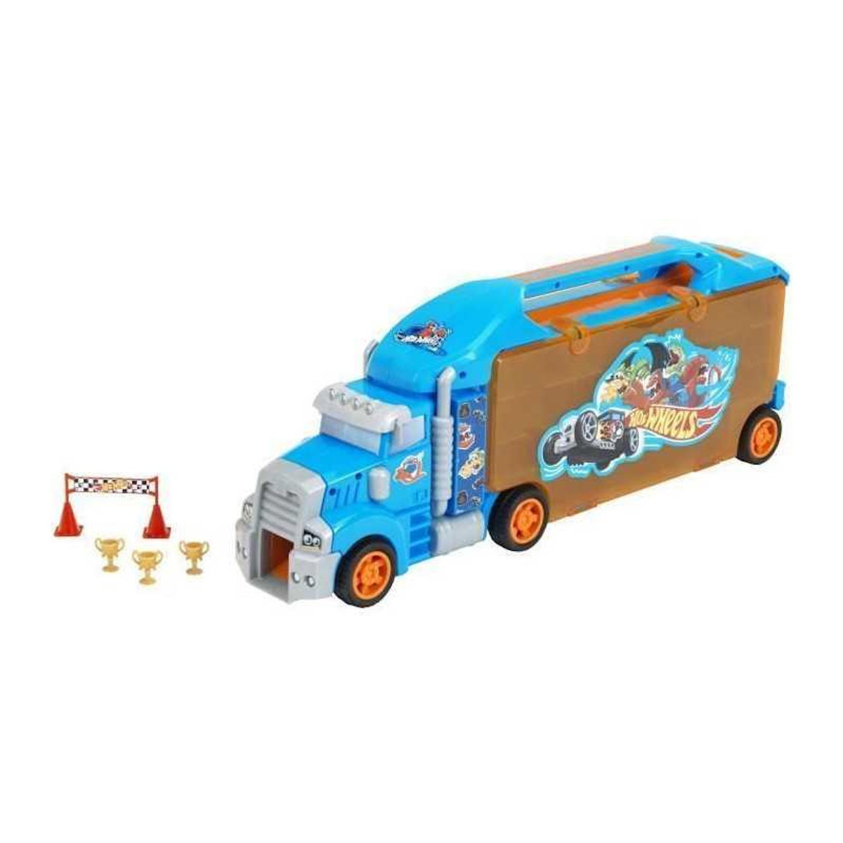 Klein Grand camion de transport de véhicules miniatures - KLEIN - 2474 - Hot Wheels avec accessoires - Des 3 ans